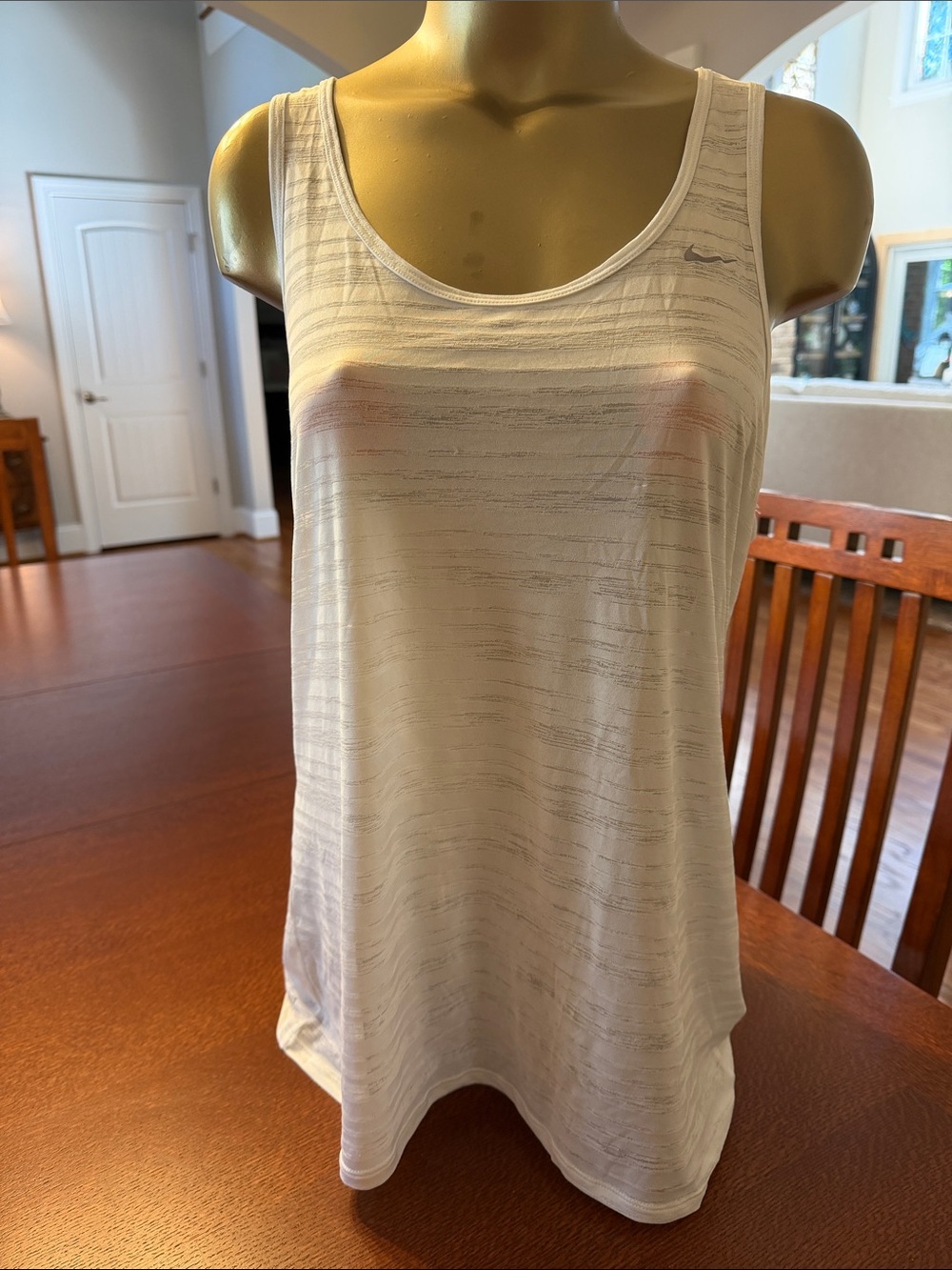 Nike White Heathered Scoop Neck Tank Top